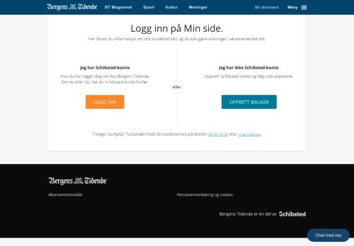 
                            2. Kundeportal Bergens Tidende | Min side