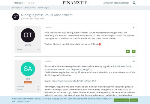 
                            10. Kündigungsfrist Schufa-Abonnement - Konto & Anlegen - Finanztip ...