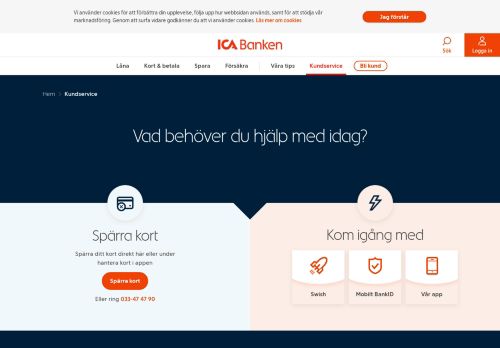 
                            5. Kundservice - Hjälp och kontakt - ICA Banken