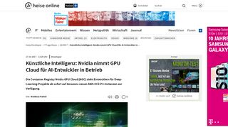 
                            4. Künstliche Intelligenz: Nvidia nimmt GPU Cloud für AI-Entwickler in ...