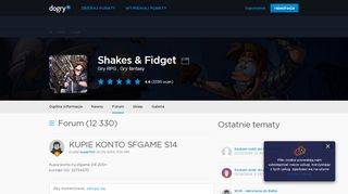 
                            4. KUPIE KONTO SFGAME S14 - Shakes & Fidget - Dogry