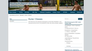 
                            3. Kurse / Courses - Hochschulsport der FAU