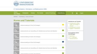
                            7. Kurse und Tutorials - KIM Uni Hohenheim