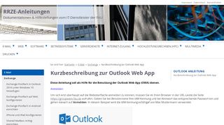 
                            5. Kurzbeschreibung zur Outlook Web App › Anleitungen