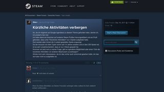 
                            1. Kürzliche Aktivitäten verbergen :: Deutsches Forum - Steam Community