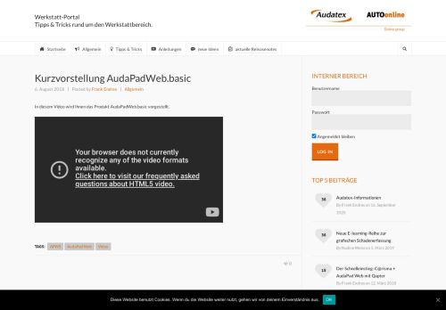 
                            7. Kurzvorstellung AudaPadWeb.basic - Werkstatt-Portal