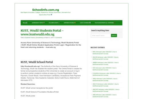 
                            11. KUST, Wudil Students Portal - www.kustwudil.edu.ng - Schoolinfo.com ...