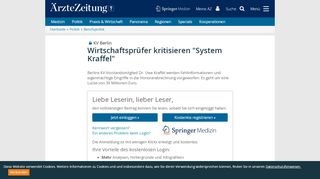 
                            12. KV Berlin: Wirtschaftsprüfer kritisieren 'System Kraffel' - Ärzte Zeitung