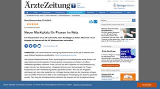 
                            12. KV Niedersachsen: Neuer Marktplatz für Praxen im Netz - Ärzte Zeitung