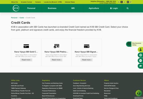 
                            4. KVB - SBI Credit Cards - Karur Vysya Bank