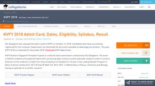 
                            9. KVPY 2018 Admit Card (Released), Syllabus, Pattern and Result