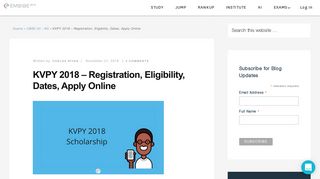 
                            11. KVPY 2018 – Registration, Eligibility, Dates, Apply Online - Embibe