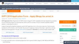 
                            5. KVPY Application Form 2018 (Closed): Apply Online @kvpy.iisc.ernet.in