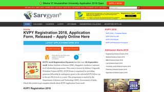 
                            7. KVPY Registration 2018, Application Form, Released - Apply Online ...