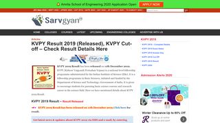 
                            12. KVPY Result 2018, KVPY Cut-off, Released - Get Result Here