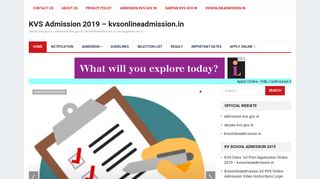 
                            4. KVS Admission 2019 Online Form - www.kvadmissiononline2019.in