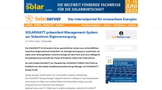 
                            12. KW 47 | SOLARWATT präsentiert Management-System zur Solarstrom ...