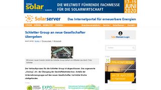 
                            12. KW27 | Schletter Group an neue Gesellschafter übergeben - SolarServer