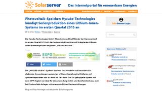 
                            7. KW50 | Photovoltaik-Speicher: Hycube Technologies kündigt ...