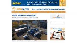 
                            13. KW51 | Fliegen indirekt mit Sonnenkraft - SolarServer