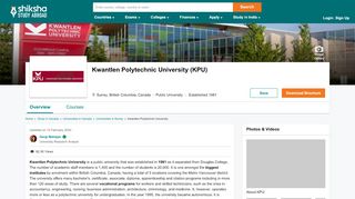 
                            7. Kwantlen Polytechnic University - Courses, Fees, Entry criteria ...