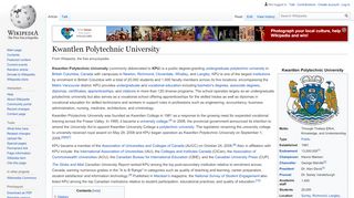 
                            8. Kwantlen Polytechnic University - Wikipedia