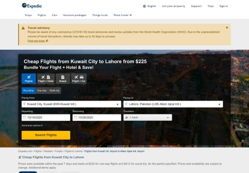 
                            11. KWI to LHE Flights $299 | Cheap Flights on Expedia