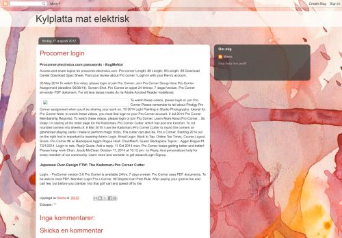 
                            11. Kylplatta mat elektrisk: Procorner login