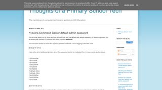 
                            8. Kyocera Command Center default admin password - Thoughts of a ...