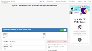 
                            4. Kyocera ecosys M2035dn Default Router Login and Password