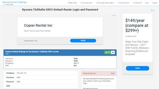 
                            1. Kyocera TASKalfa-5501i Default Router Login and Password