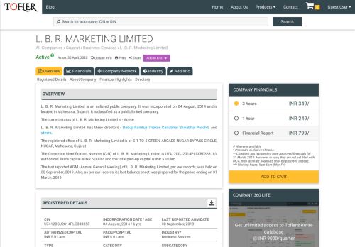 
                            9. L. B. R. Marketing Limited - Financial Reports, Balance Sheets and ...