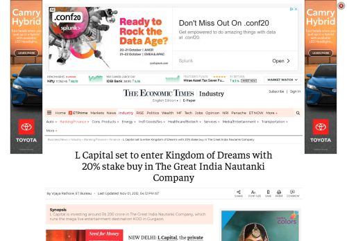 
                            12. L Capital set to enter Kingdom of Dreams with 20% stake buy in The ...