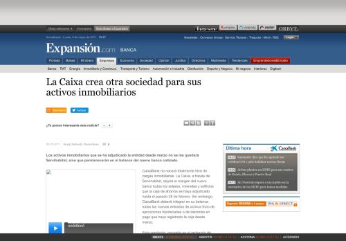 
                            11. La Caixa crea otra sociedad para gestionar sus activos inmobiliarios ...