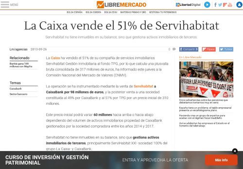 
                            8. La Caixa vende el 51% de Servihabitat- Libre Mercado