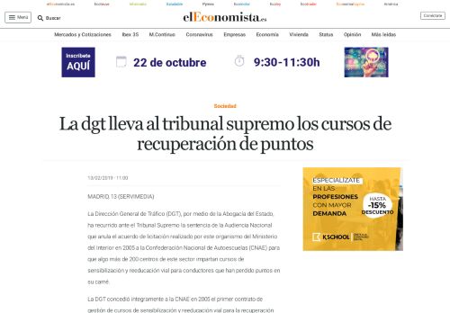 
                            8. La dgt lleva al tribunal supremo los cursos de recuperación de puntos ...