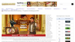
                            2. La Fiesta Casino Bonus ohne Einzahlung - einfach mal testen!