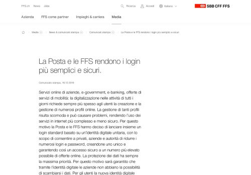 
                            7. La Posta e le FFS rendono i login più semplici e sicuri | FFS - SBB