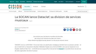 
                            8. La SOCAN lance Dataclef, sa division de services musicaux