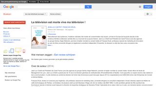 
                            8. La télévision est morte vive ma télévision ! - Résultats Google Recherche de Livres