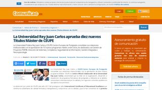 
                            9. La Universidad Rey Juan Carlos aprueba diez nuevos Títulos Máster ...