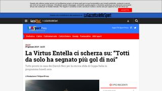 
                            7. La Virtus Entella ci scherza su: “Totti da solo ha segnato più gol di noi ...