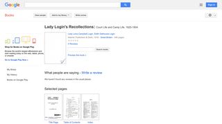 
                            11. Lady Login's Recollections - Google बुक के परिणाम