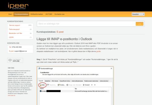 
                            8. Lägga till e-postkonto i Outlook - Ipeer supportwebb