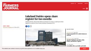 
                            8. Lakeland Dairies opens share register for two months 19 November ...