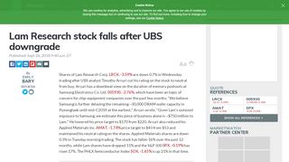 
                            8. Lam Research stock falls after UBS downgrade - MarketWatch