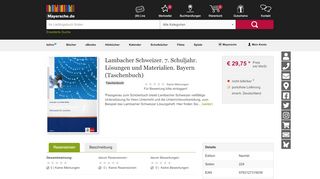 
                            8. Lambacher Schweizer. 7. Schuljahr. Lösungen und Materialien. Bayern
