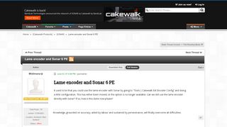 
                            13. Lame encoder and Sonar 6 PE | Cakewalk Forums
