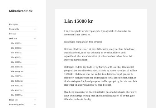 
                            3. Lån 15000 kr - Mikrokredit.dk