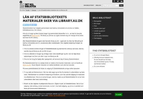 
                            4. Lån af Statsbibliotekets materialer sker via library.au.dk — Det Kgl ...